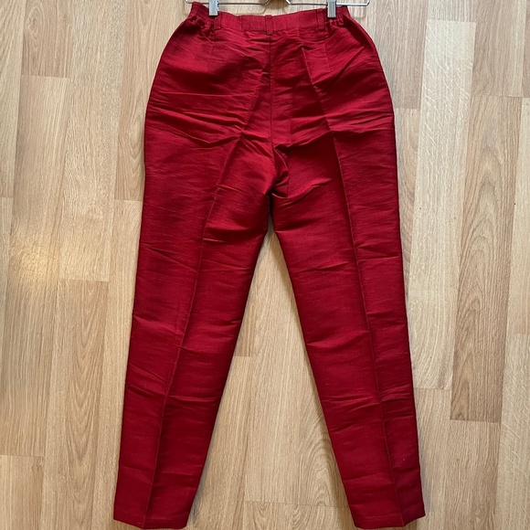 Silk Red Trouser Pants - Picture 2 of 5